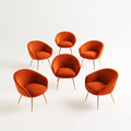 Set aus sechs modernen Stühlen, mit klarer Formgebung, Farbe: orange