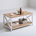 Couchtisch mit zwei Ebenen, aus Holz, mit zwei Ebenen, Farbe: hellbraun