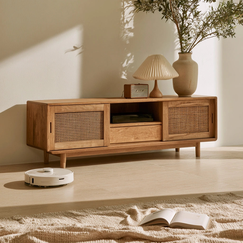 Moderner TV-Schrank, aus Holz, Farbe: hellbraun